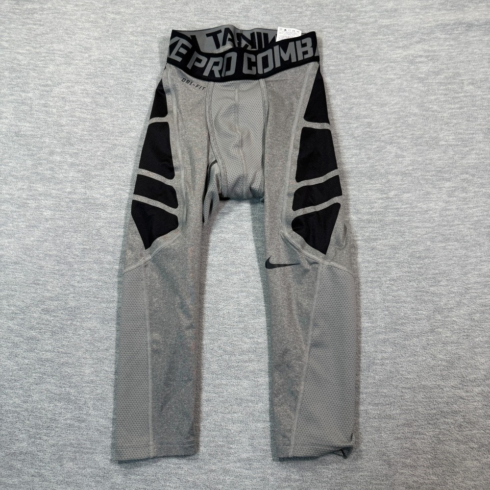 Nike Pro Pants‎ Women S Gray Black Compression Tights Dri-FIT Combat Padded Gym